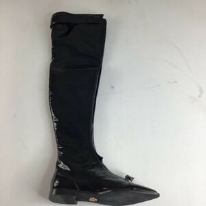 Oscar Tiye Women's Black Leather Block Heel Tall Boots Size 36 EUR (US 5.5)